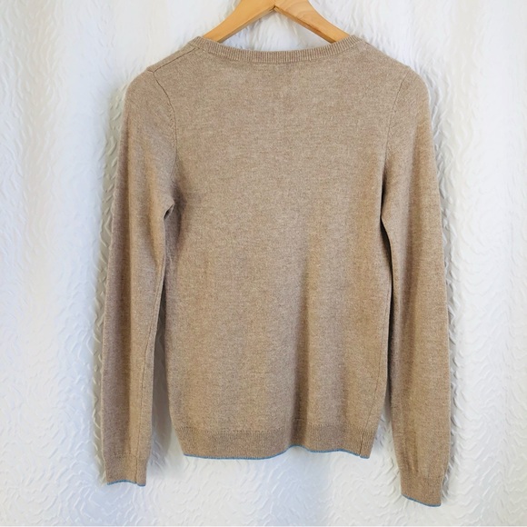 Lucy & Laurel Penguin Lambs Wool & Cashmere Blend Tan Holiday Christmas Sweater - Picture 6 of 12